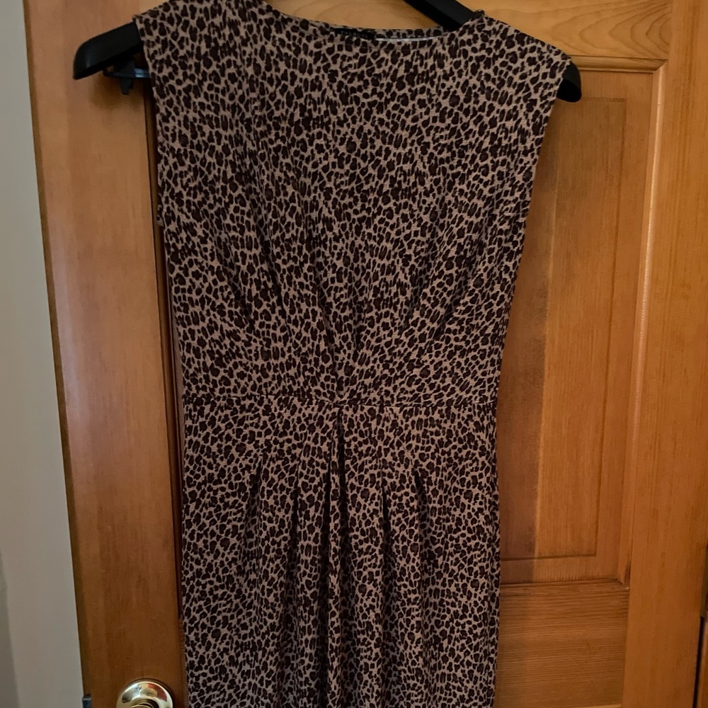 Talbots Leopard Print Knit Dress Knee Length Size XSmall